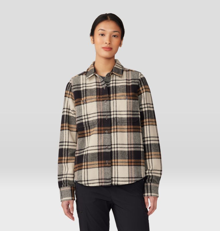 Women's Plusher Long Sleeve Shirt, Color: Oyster Shell Plaid Print, image 7