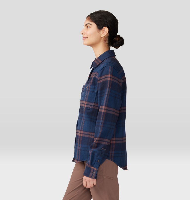 Women's Plusher Long Sleeve Shirt, Color: Dark Zinc Plaid Print, image 3