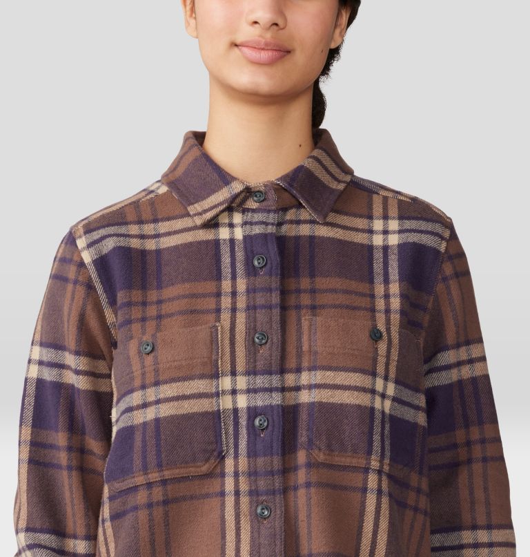 Women's Plusher Long Sleeve Shirt, Color: Blurple Plaid Print, image 4