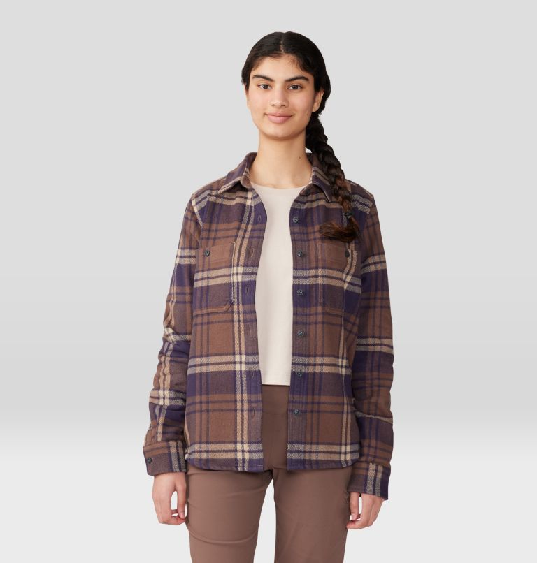 Women's Plusher Long Sleeve Shirt, Color: Blurple Plaid Print, image 6