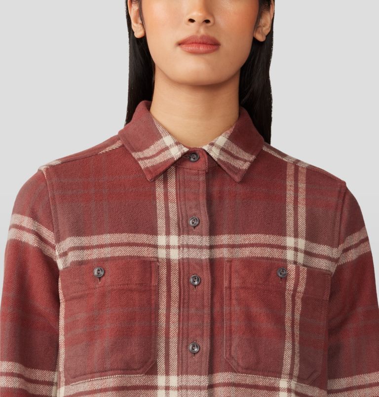 Women's Plusher Long Sleeve Shirt, Color: Clay Earth Plaid Print, image 4