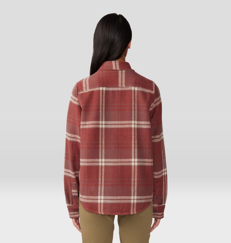 Women's Plusher Long Sleeve Shirt, Color: Clay Earth Plaid Print, image 2