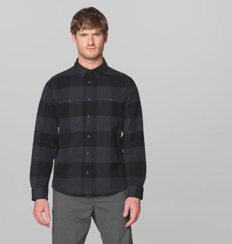 Men's Plusher Long Sleeve Shirt, Color: Black Tatanka Check