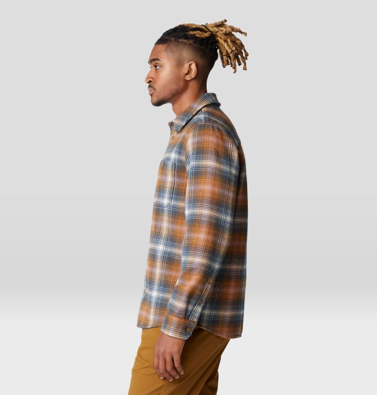 Men's Plusher Long Sleeve Shirt, Color: Golden Brown Ombre Buffalo Check Print, image 3