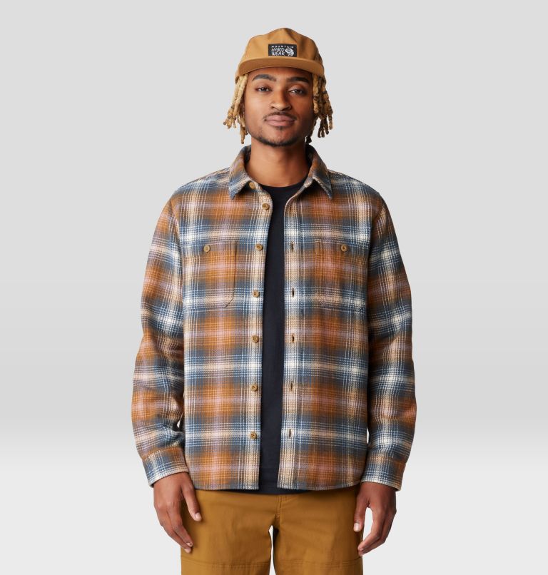 Men's Plusher Long Sleeve Shirt, Color: Golden Brown Ombre Buffalo Check Print, image 5