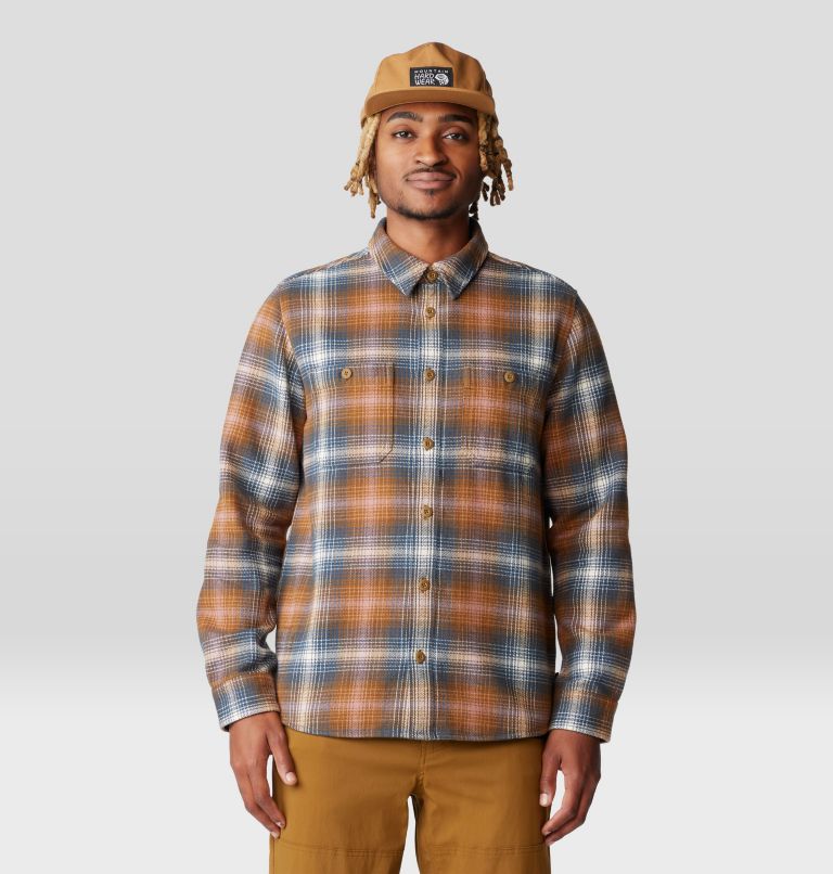 Men's Plusher Long Sleeve Shirt, Color: Golden Brown Ombre Buffalo Check Print, image 1