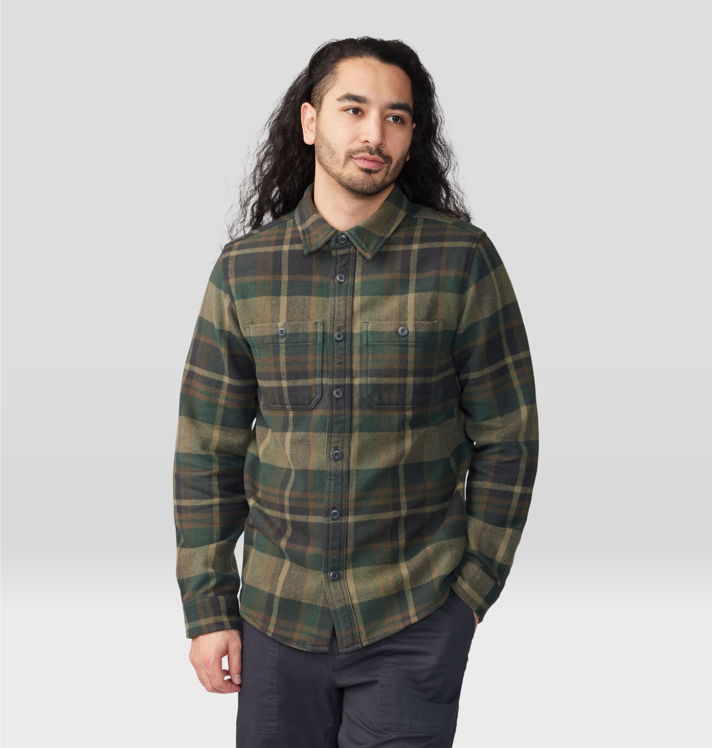 Represent Long Sleeve Flannel Shirt In Green