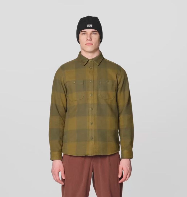 Men's Plusher Long Sleeve Shirt, Color: Combat Green Tatanka Check