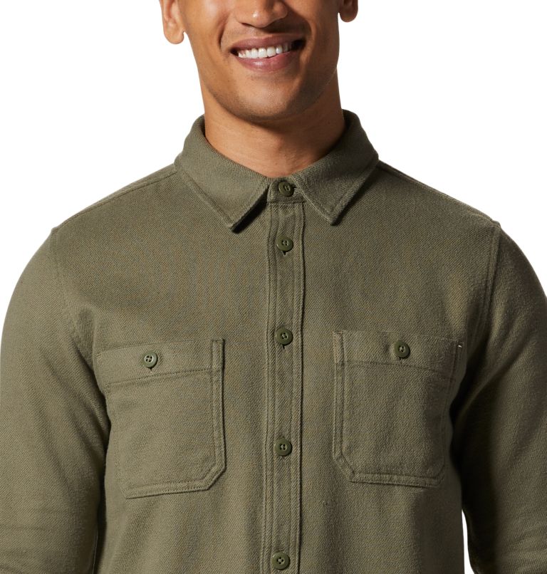 Men's Plusher Long Sleeve Shirt, Color: Stone Green