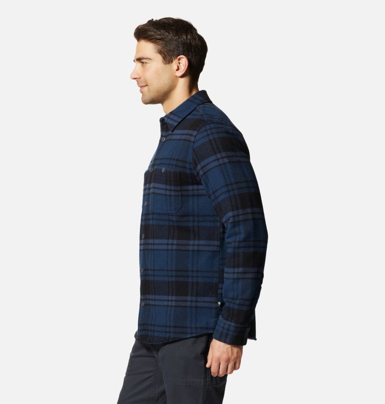 Men's Plusher Long Sleeve Shirt, Color: Hardwear Navy Bonfire Plaid, image 3