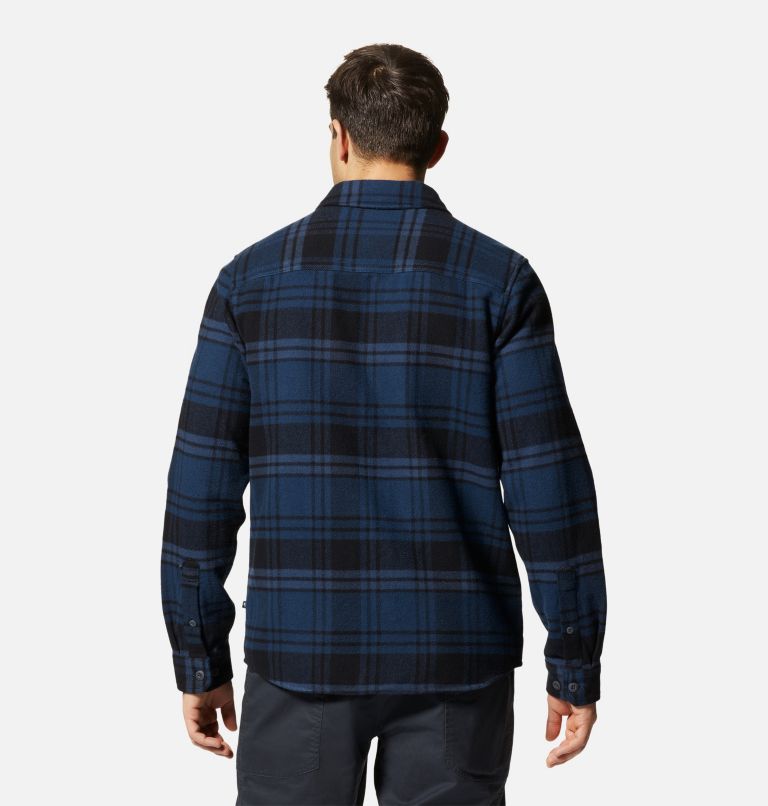 Thumbnail: Men's Plusher Long Sleeve Shirt, Color: Hardwear Navy Bonfire Plaid, image 2