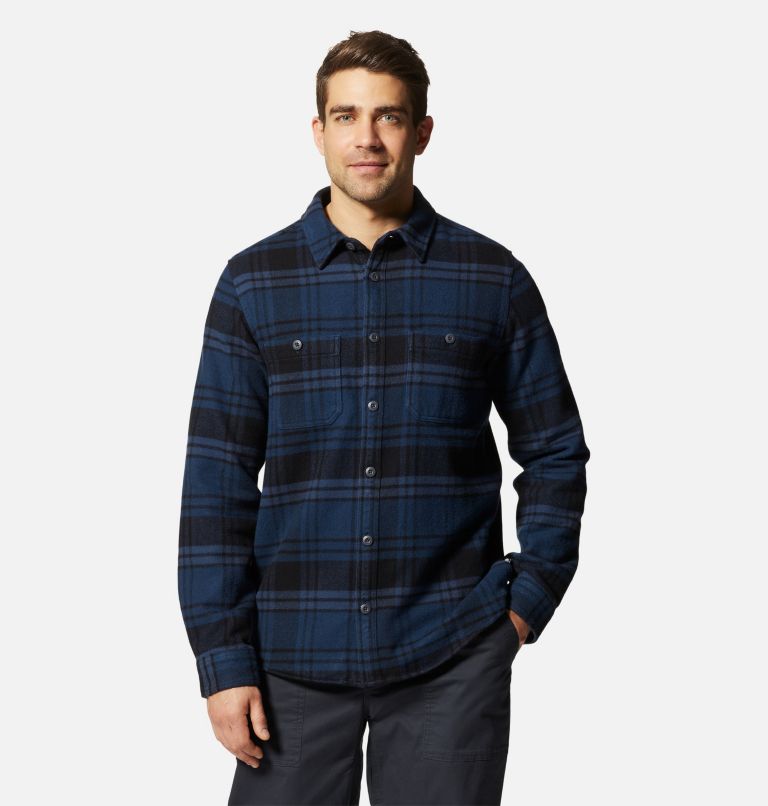 Men's Plusher Long Sleeve Shirt, Color: Hardwear Navy Bonfire Plaid, image 1