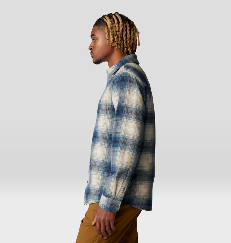 Men's Plusher Long Sleeve Shirt, Color: Adriatic Blue Ombre Buffalo Check Print, image 3