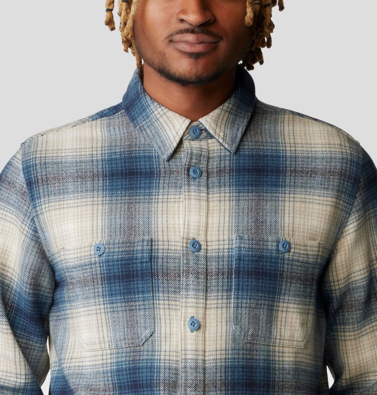 Men's Plusher Long Sleeve Shirt, Color: Adriatic Blue Ombre Buffalo Check Print, image 4
