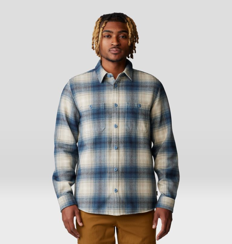 Men's Plusher Long Sleeve Shirt, Color: Adriatic Blue Ombre Buffalo Check Print, image 1