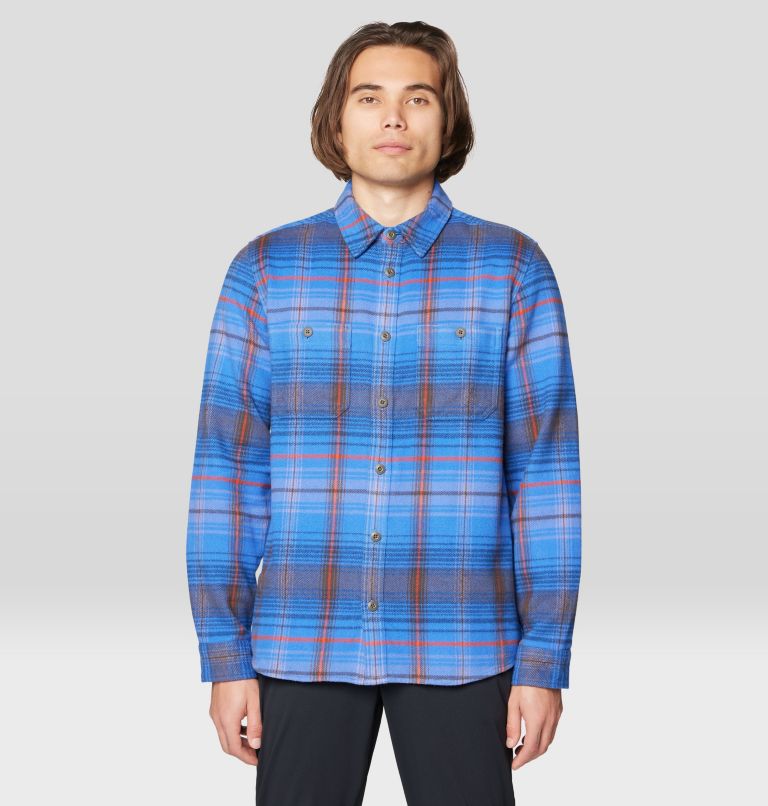 Men's Plusher Long Sleeve Shirt, Color: Arctic Sky Wyoming Plaid, image 4