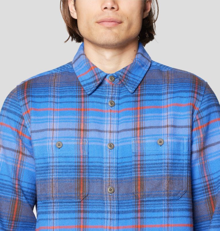 Men's Plusher Long Sleeve Shirt, Color: Arctic Sky Wyoming Plaid, image 5