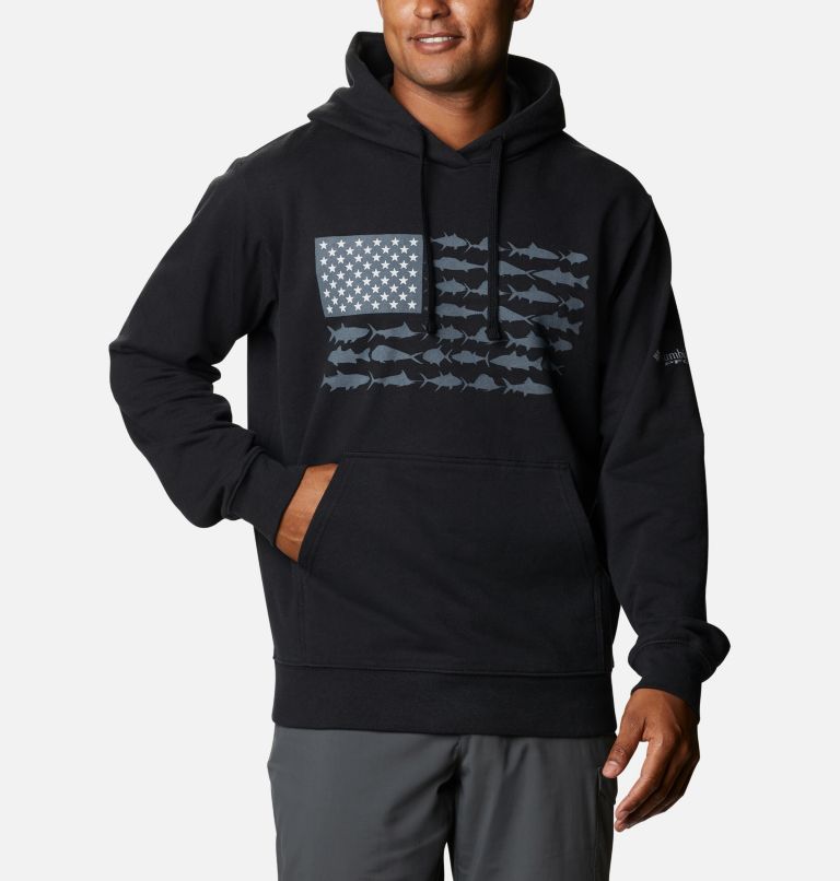 Chandail à capuchon PFG Fish Flag pour homme, Color: Black, Graphite, image 1