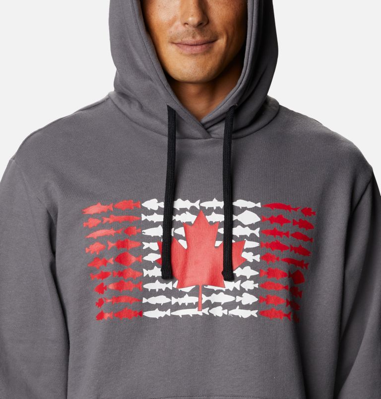 Men's PFG Fish Flag Hoodie, Color: City Grey, CAN Fish Flag, image 4