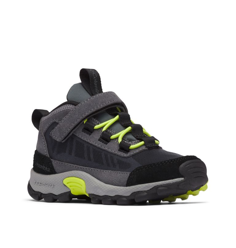Kids' Flow Borough Shoe, Color: Graphite, Acid Green, image 2
