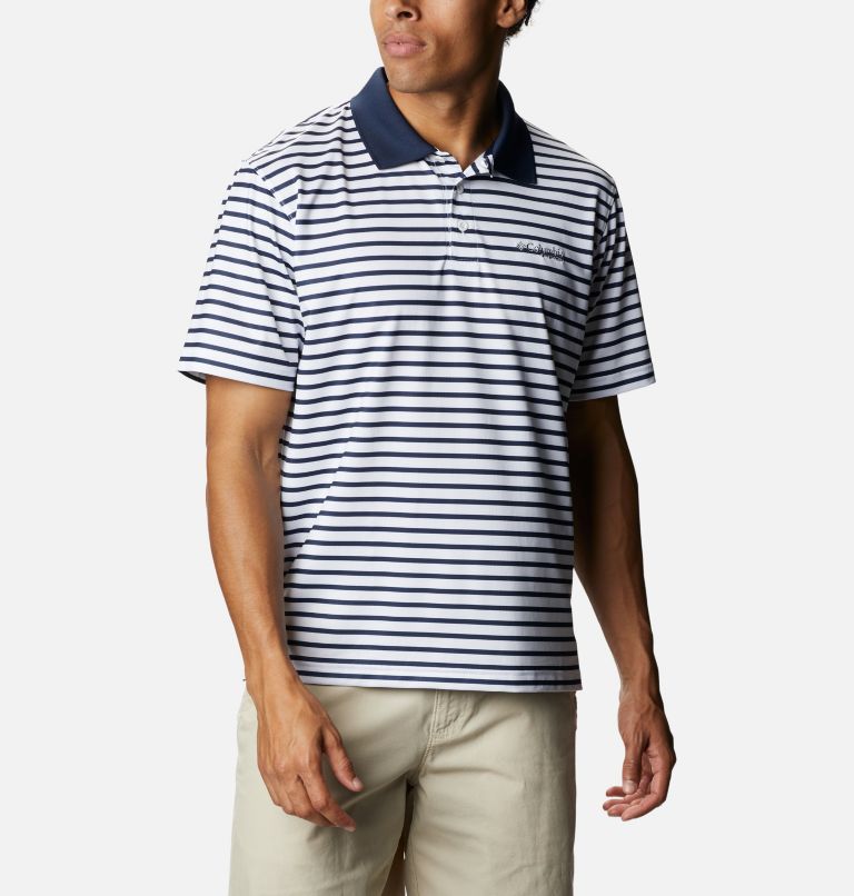 Men's Super Skiff Cast Polo, Color: Collegiate Navy, White Stripe, image 1
