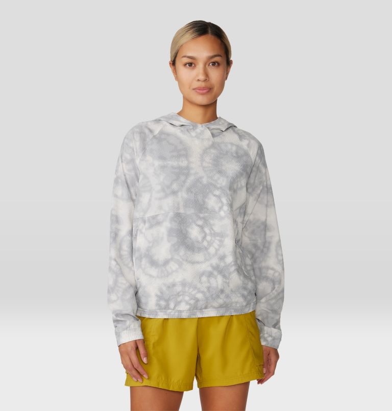 Women's Sunshadow Long Sleeve Hoody, Color: Grey Ice Spore Dye Print, image 6