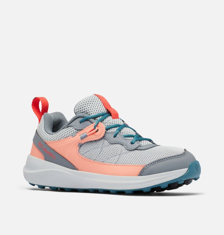 Thumbnail: Youth Trailstorm Walking Shoe, Color: Cirrus Grey, Red Hibiscus, image 2