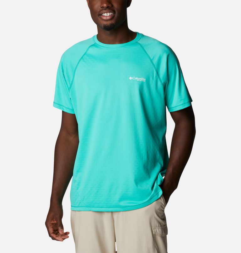 Men's PFG Zero Rules Ice Short Sleeve Shirt, Color: Electric Turquoise, image 1