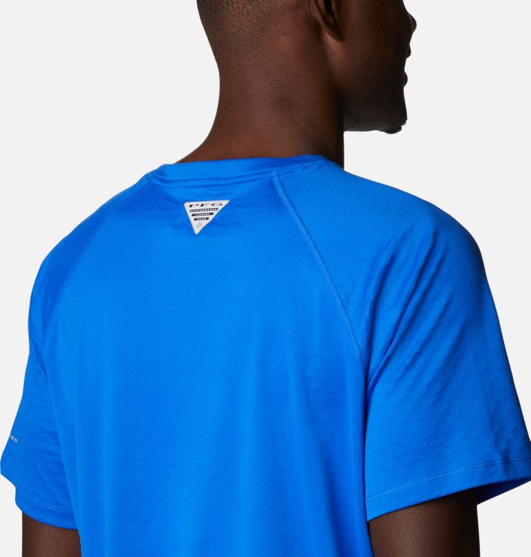 Men's PFG Zero Rules Ice Short Sleeve Shirt, Color: Blue Macaw