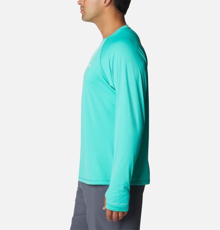 Men's PFG Zero Rules Ice Long Sleeve Shirt, Color: Electric Turquoise, image 3