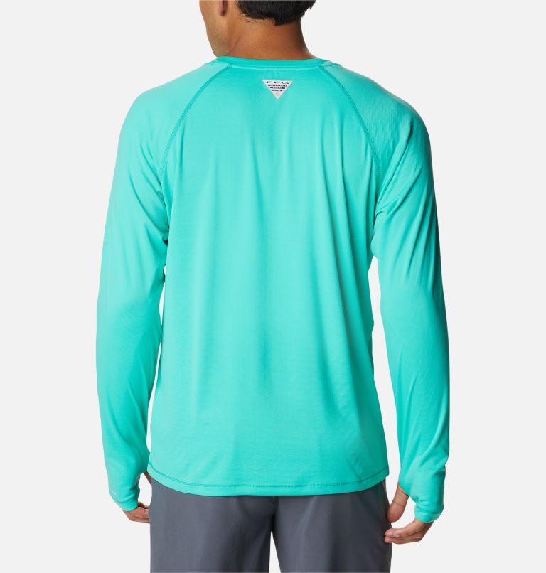 Men's PFG Zero Rules Ice Long Sleeve Shirt, Color: Electric Turquoise, image 2
