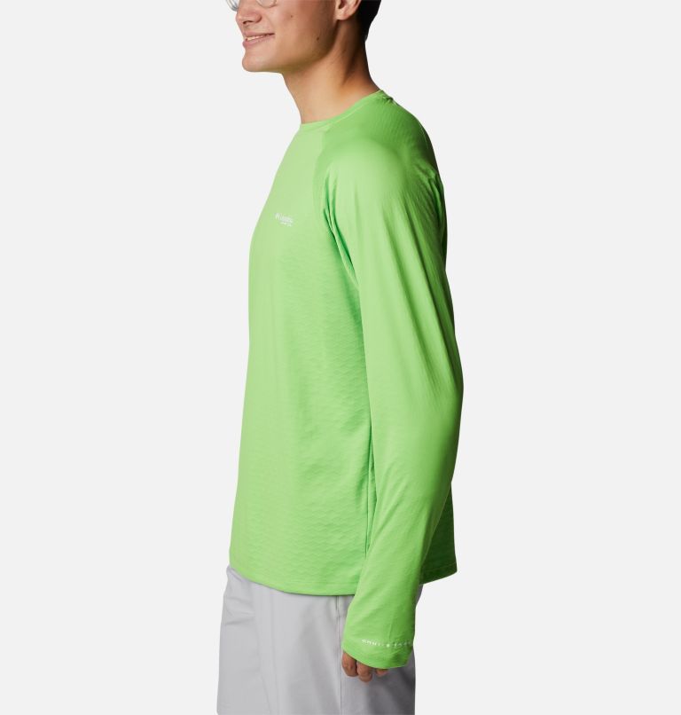 Men's PFG Zero Rules Ice Long Sleeve Shirt, Color: Green Mamba, image 3