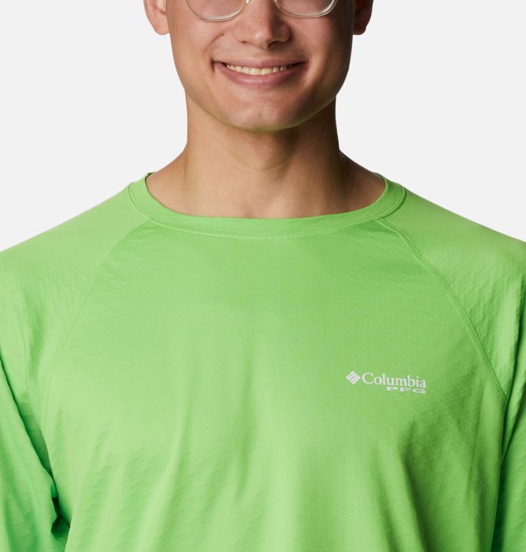 Men's PFG Zero Rules Ice Long Sleeve Shirt, Color: Green Mamba, image 4