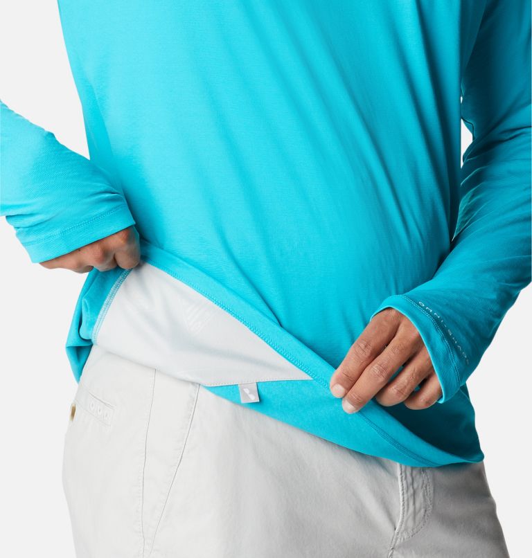 Thumbnail: Men's PFG Zero Rules Ice Long Sleeve Shirt, Color: Ocean Teal, image 7
