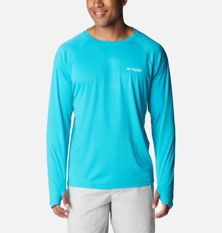 Men's PFG Zero Rules Ice Long Sleeve Shirt, Color: Ocean Teal, image 1