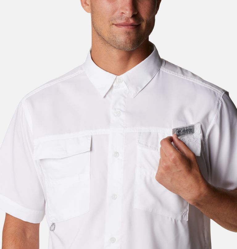 Men's PFG Blood and Guts IV Woven Short Sleeve Shirt, Color: White, image 4