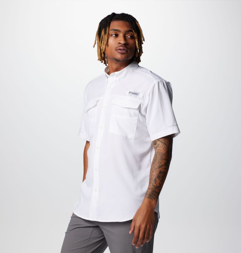 Men's PFG Blood and Guts IV Woven Short Sleeve Shirt, Color: White, image 4