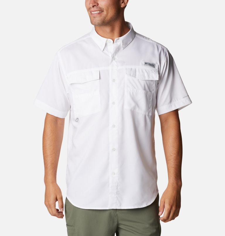 Thumbnail: Men's PFG Blood and Guts IV Woven Short Sleeve Shirt, Color: White, image 1