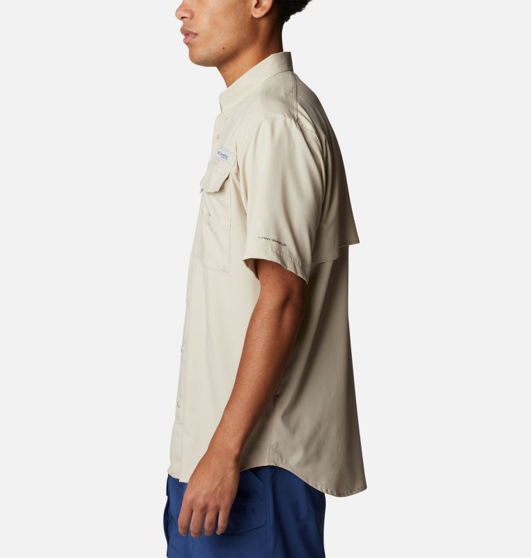 Thumbnail: Men's PFG Blood and Guts IV Woven Short Sleeve Shirt, Color: Fossil, image 3