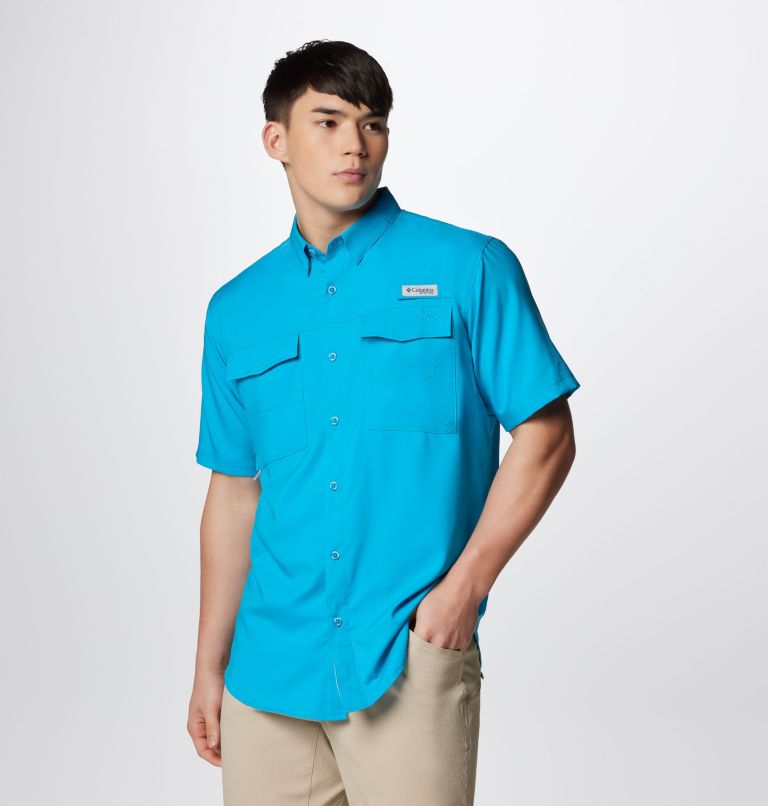 Thumbnail: Men's PFG Blood and Guts IV Woven Short Sleeve Shirt, Color: Ocean Blue, image 4