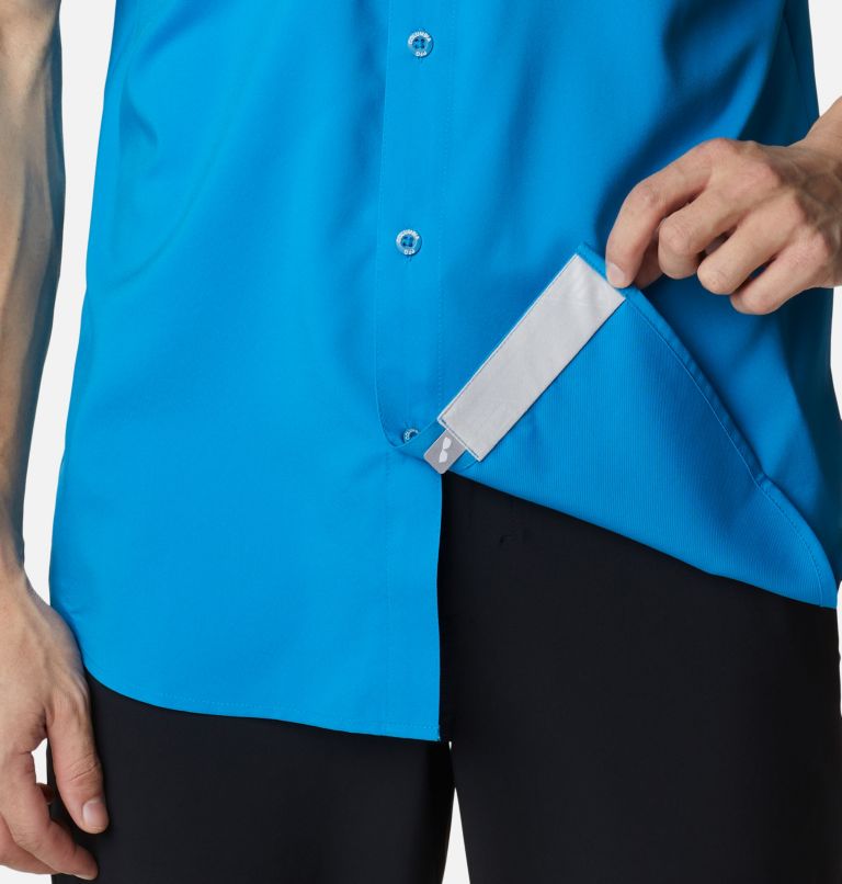 Thumbnail: Men's PFG Blood and Guts IV Woven Short Sleeve Shirt, Color: Pool, image 6