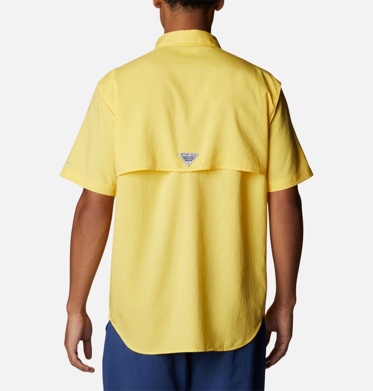Men's PFG Blood and Guts IV Woven Short Sleeve Shirt, Color: Sun Glow, image 2