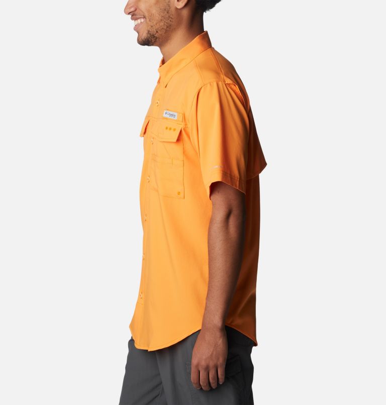 Men's PFG Blood and Guts IV Woven Short Sleeve Shirt, Color: Orange Blast, image 3