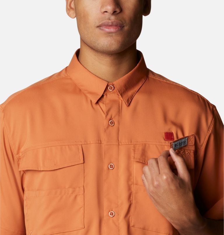 Thumbnail: Men's PFG Blood and Guts IV Woven Short Sleeve Shirt, Color: Island Orange, image 4
