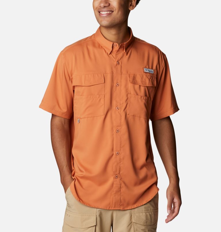 Thumbnail: Men's PFG Blood and Guts IV Woven Short Sleeve Shirt, Color: Island Orange, image 1