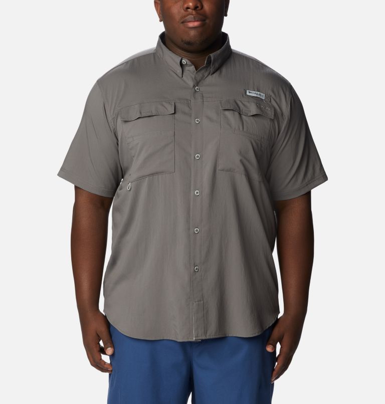 Men's PFG Blood and Guts IV Woven Short Sleeve Shirt - Big, Color: City Grey, image 1