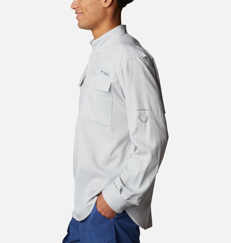 Thumbnail: Men's PFG Blood and Guts IV Woven Long Sleeve Shirt - Tall, Color: Cool Grey, image 3