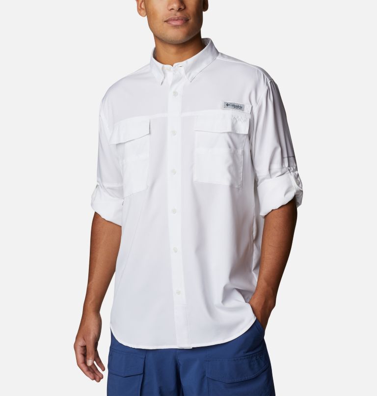 Men's PFG Blood and Guts IV Woven Long Sleeve Shirt, Color: White, image 6