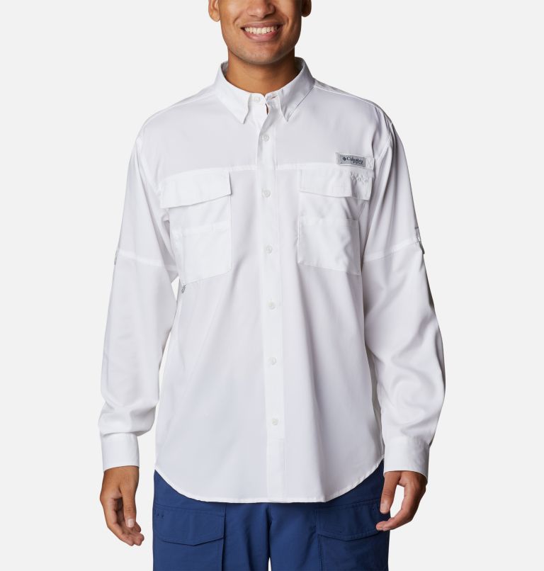 Thumbnail: Men's PFG Blood and Guts IV Woven Long Sleeve Shirt - Tall, Color: White, image 1
