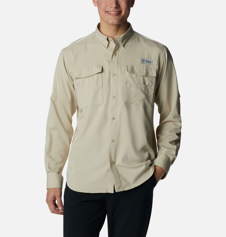 Thumbnail: Men's PFG Blood and Guts IV Woven Long Sleeve Shirt, Color: Fossil, image 1